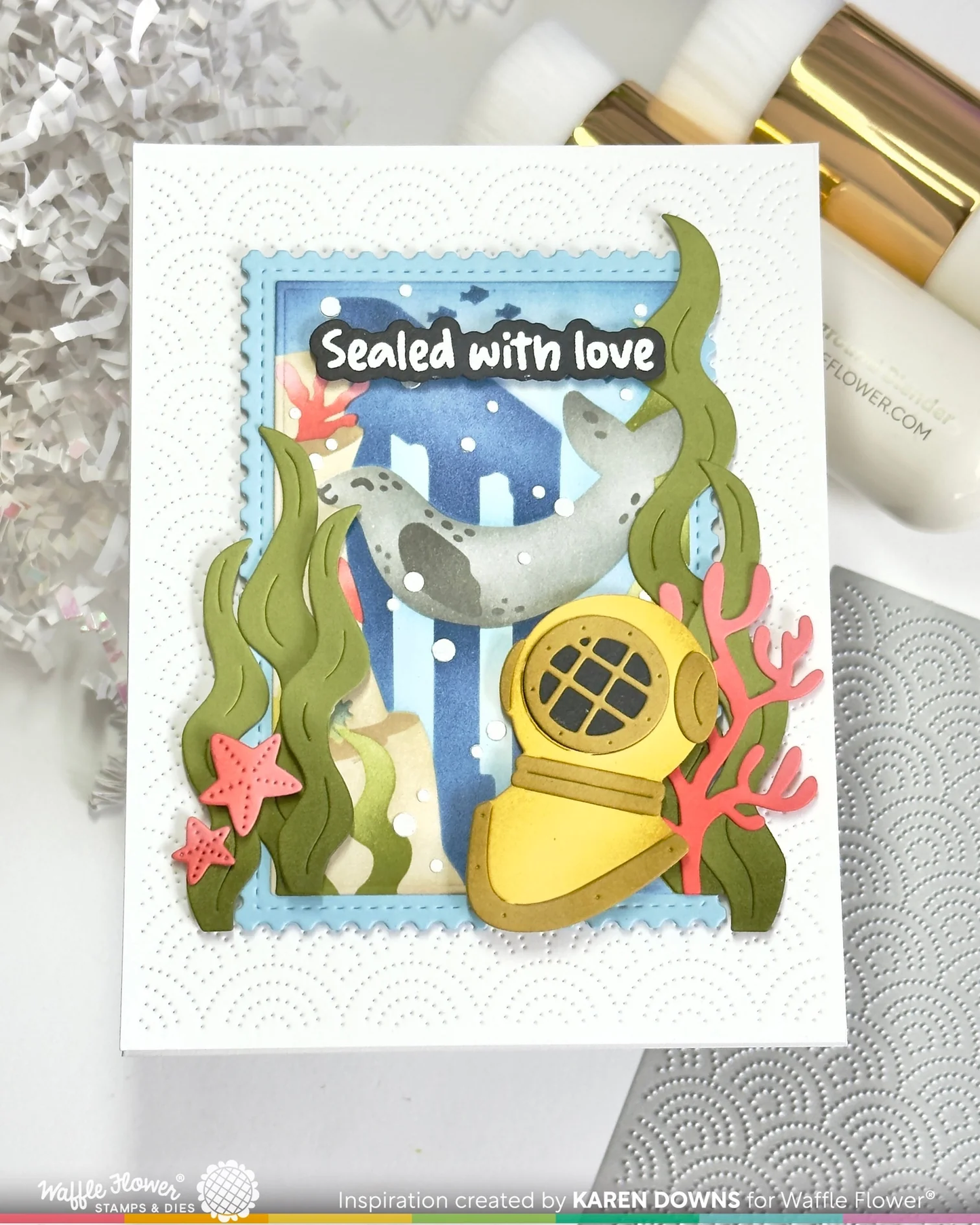 Waffle Flower - Nesting Postage Collage - Under the Sea Stencil Set