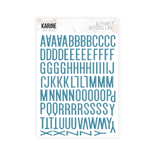 Les Ateliers de Karine - Carte Postale - Turquoise Alphabet Stickers