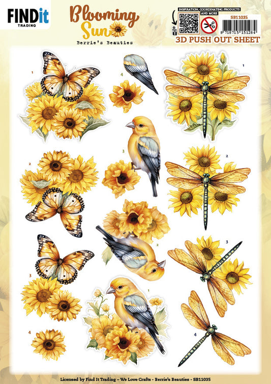 Find It Trading - Blooming Sun 3D Push Out Sheet - Golden Meadow