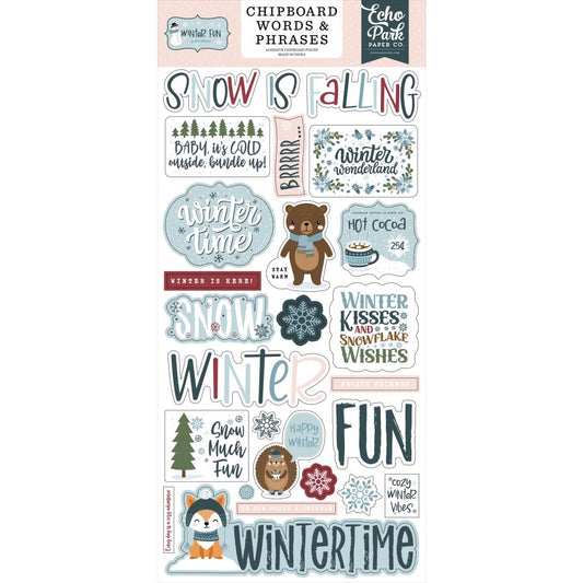 Echo Park - Winter Fun - Chipboard Words & Phrases