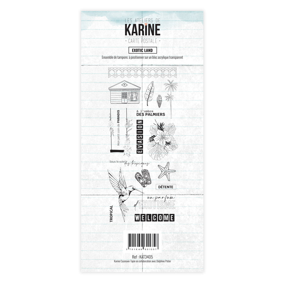 Les Ateliers de Karine - Carte Postale - Exotic Land Stamp Set