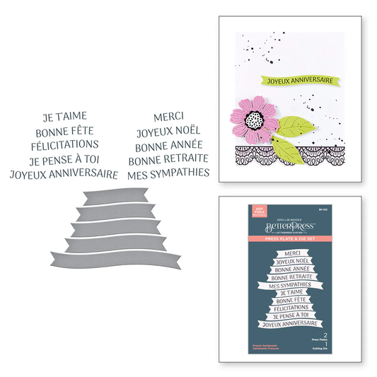 Spellbinders - BetterPress - French Sentiments Press Plate & Die Bundle