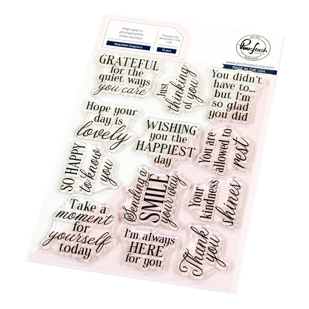 Pinkfresh - Heartfelt Chapters Stamp Set