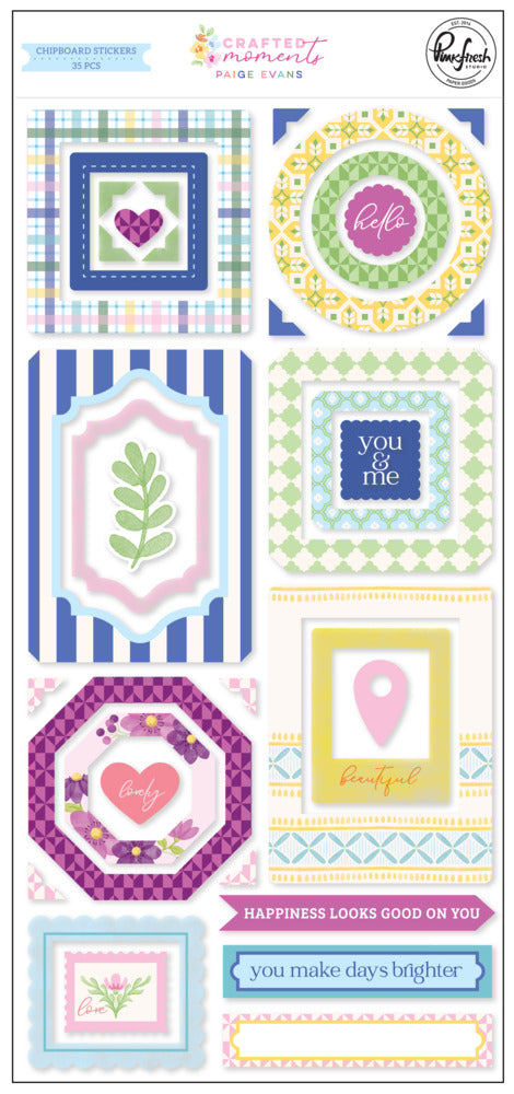 Pinkfresh - Crafted Moments - Chipboard Stickers by Paige Evans