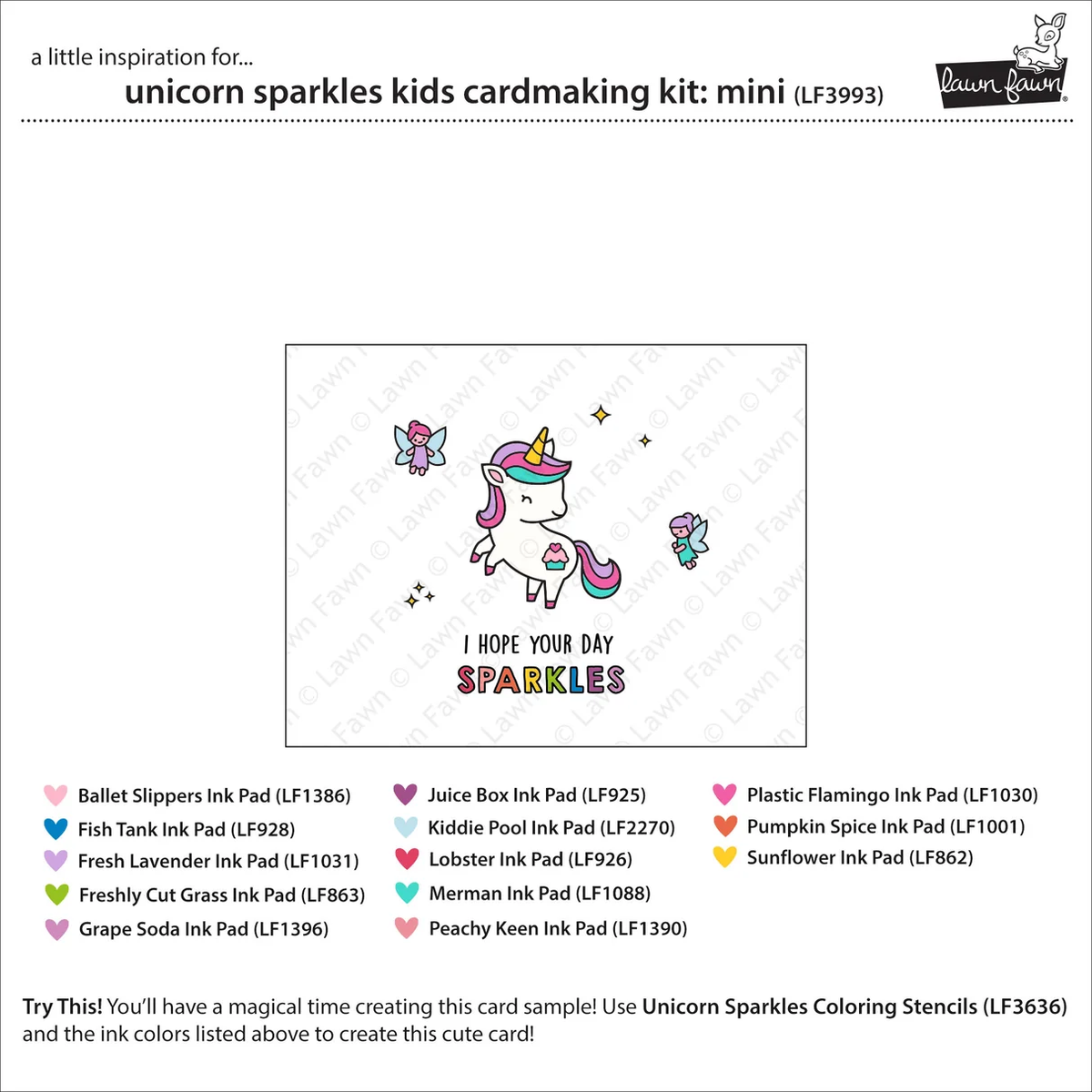 Lawn Fawn - Kids Mini Cardmaking Kit: Unicorn Sparkles
