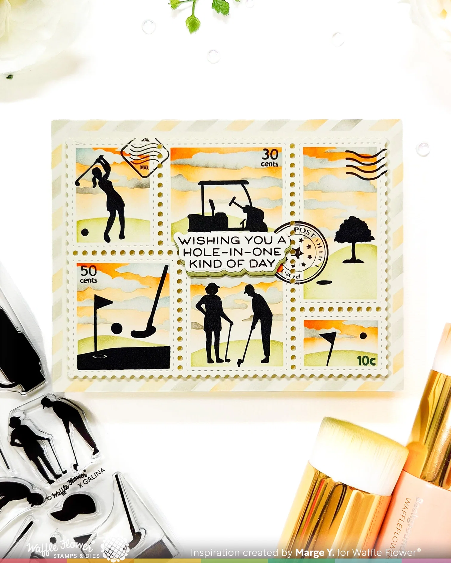 Waffle Flower - Postage Collage - Airmail Stencil