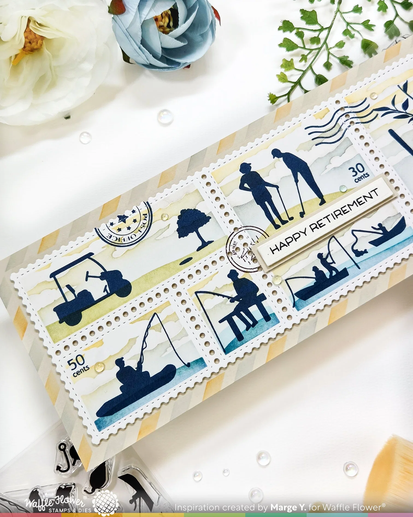 Waffle Flower - Retirement Sentiments Stamp & Die Bundle