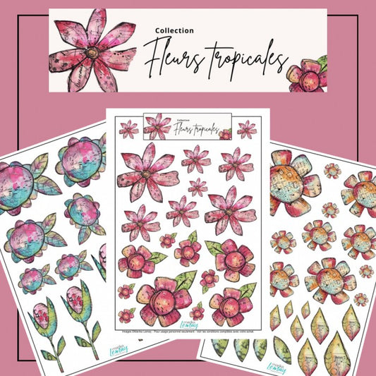 RonRon Designs - Fussy Cut Papers - Fleurs Tropicales