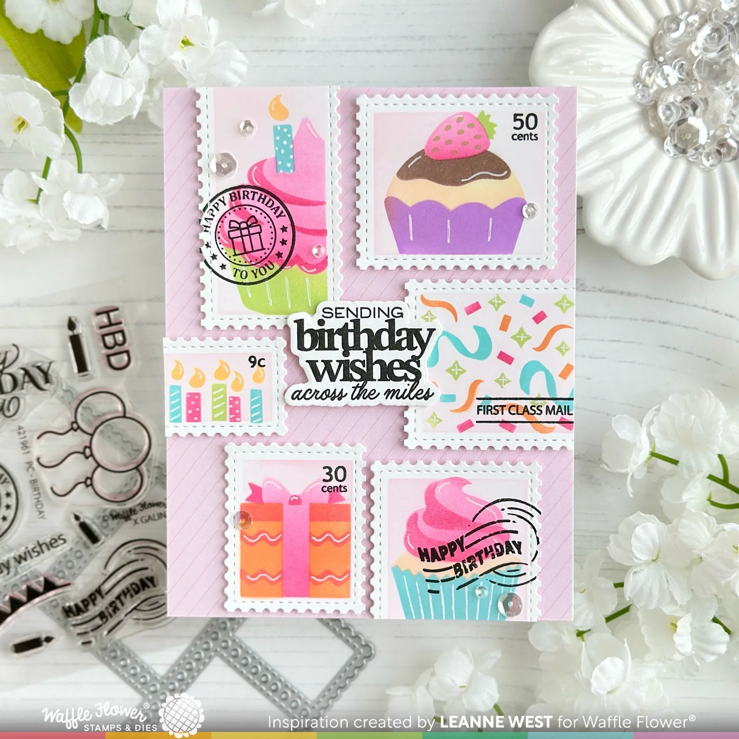 Waffle Flower - Postage Collage - Cupcake Stencil Set