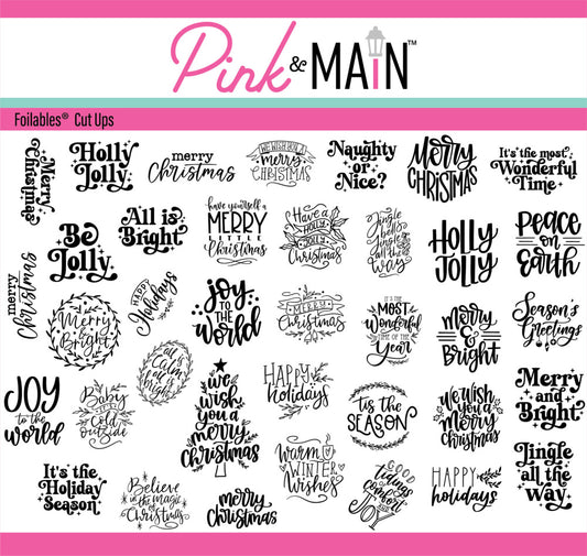 Pink & Main - Hand-lettered Holiday Greetings Foilables Cut Ups