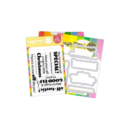 ***PRE-ORDER*** Waffle Flower - Elf-tastic Sentiments Stamp & Die Bundle