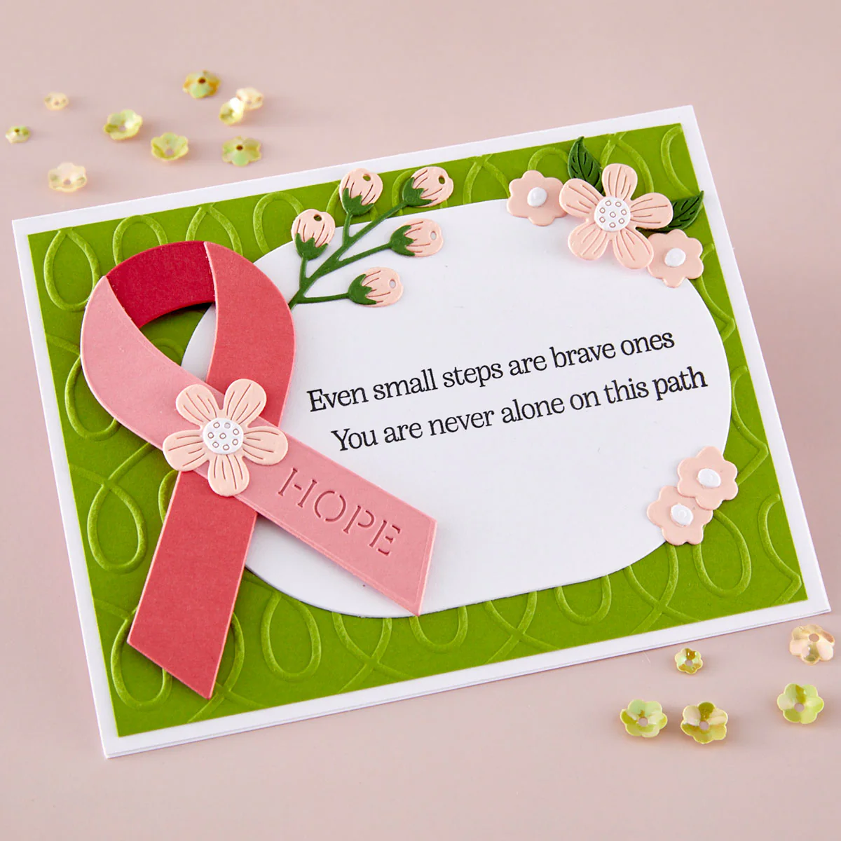 Spellbinders - Awareness Ribbon and Sentiments Stamp & Die Bundle