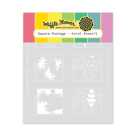 Waffle Flower - Square Postage - Coral Stencil
