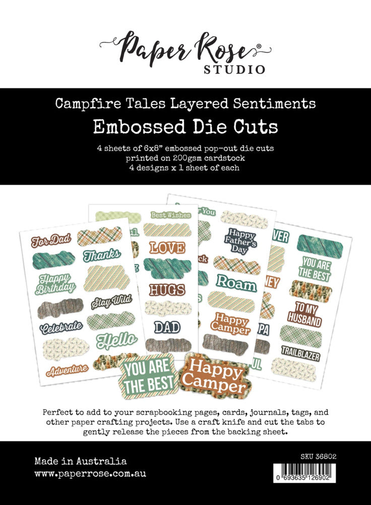 Paper Rose - Campfire Tales - Layered Sentiments Embossed Die Cuts