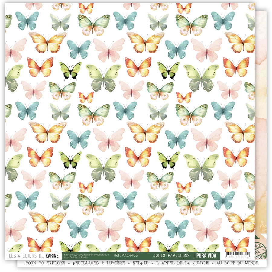 Les Ateliers de Karine - Pura Vida - Cardstock: Jolis Papillons