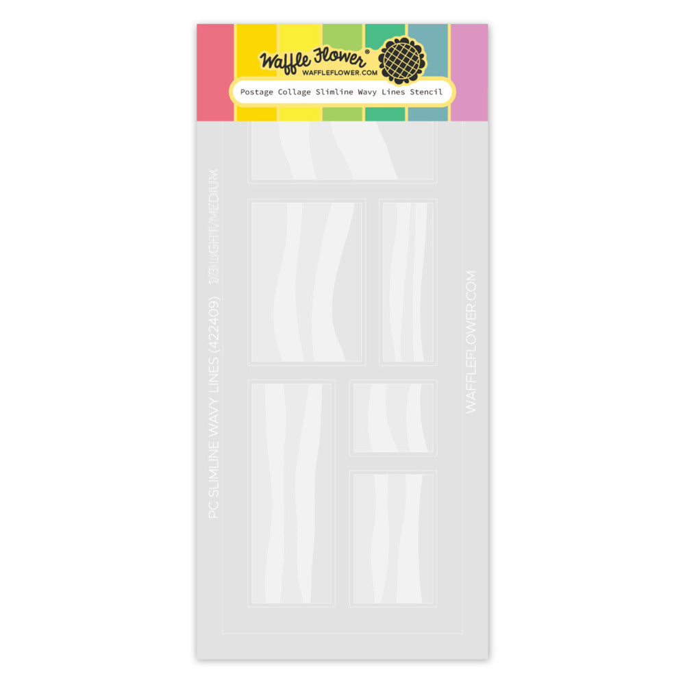 Waffle Flower - Postage Collage - Slimline Wavy Lines Stencil Set