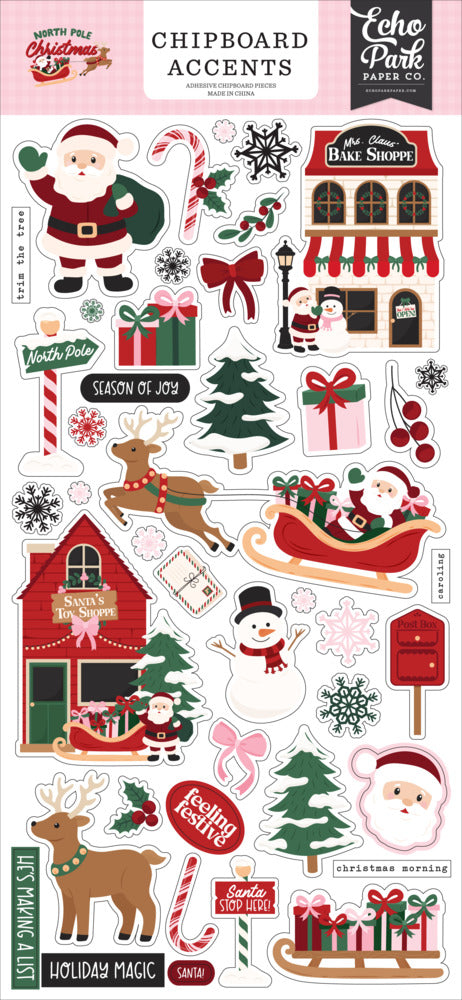 Echo Park - North Pole Christmas - Chipboard Accents