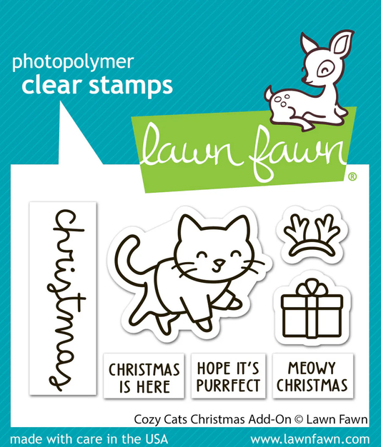 Lawn Fawn - Cozy Cats Christmas Add-On Stamp, Die and Stencil Bundle