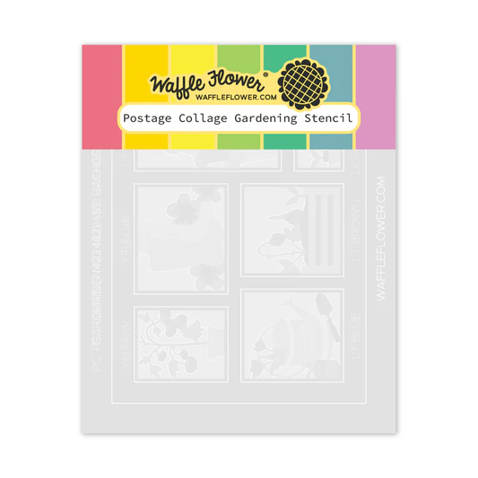 Waffle Flower - Postage Collage - Gardening Stencil
