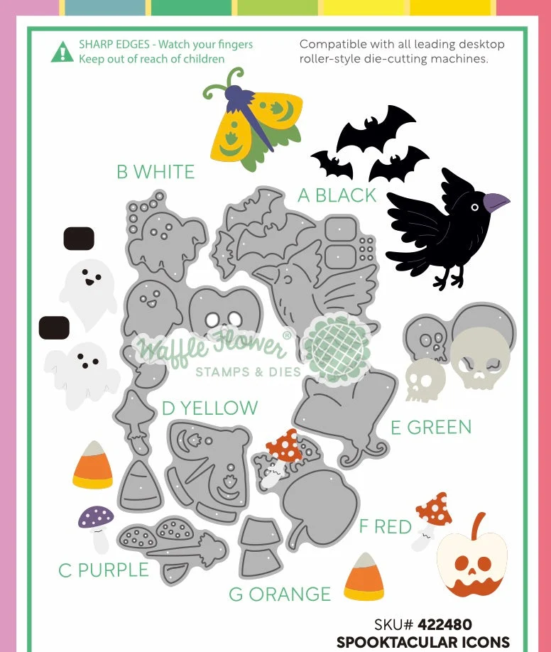 Waffle Flower - Postage Collage - Spooktacular Icons Die Set