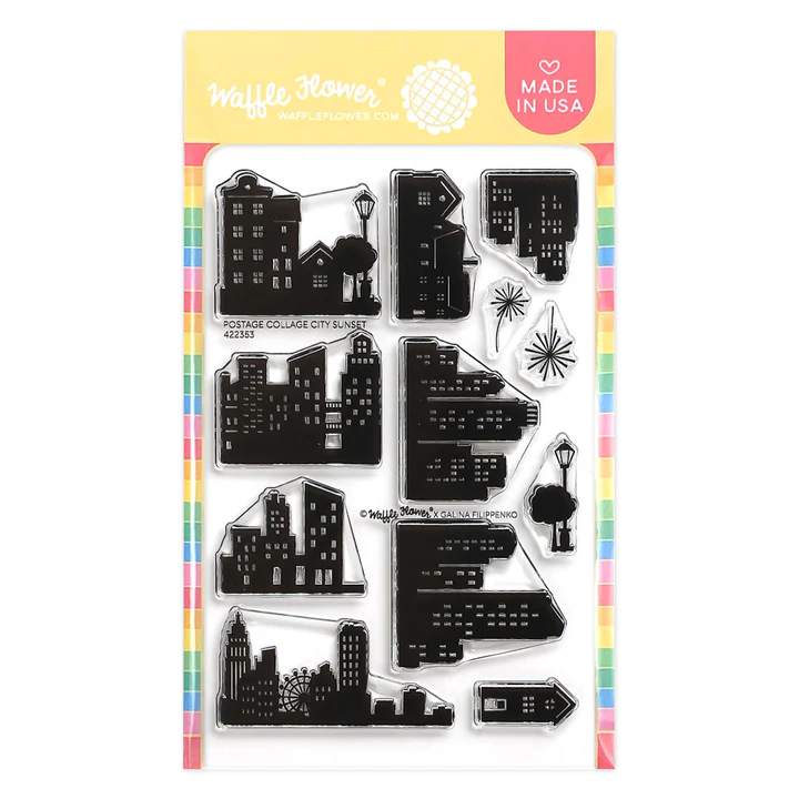 Waffle Flower - Square Collage - City Sunset Stamp Set