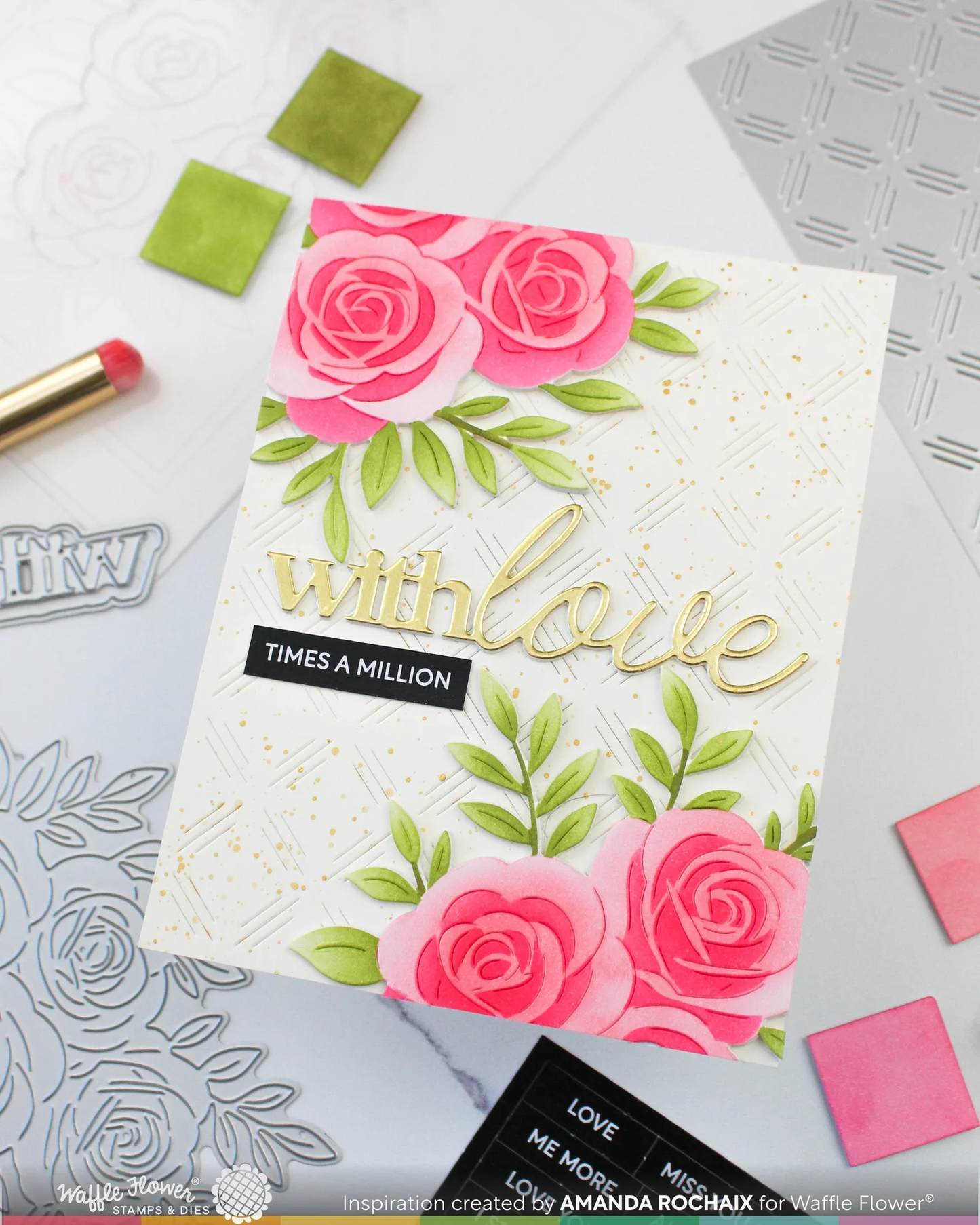 Waffle Flower - Rose Bouquet Stencil & Die Bundle