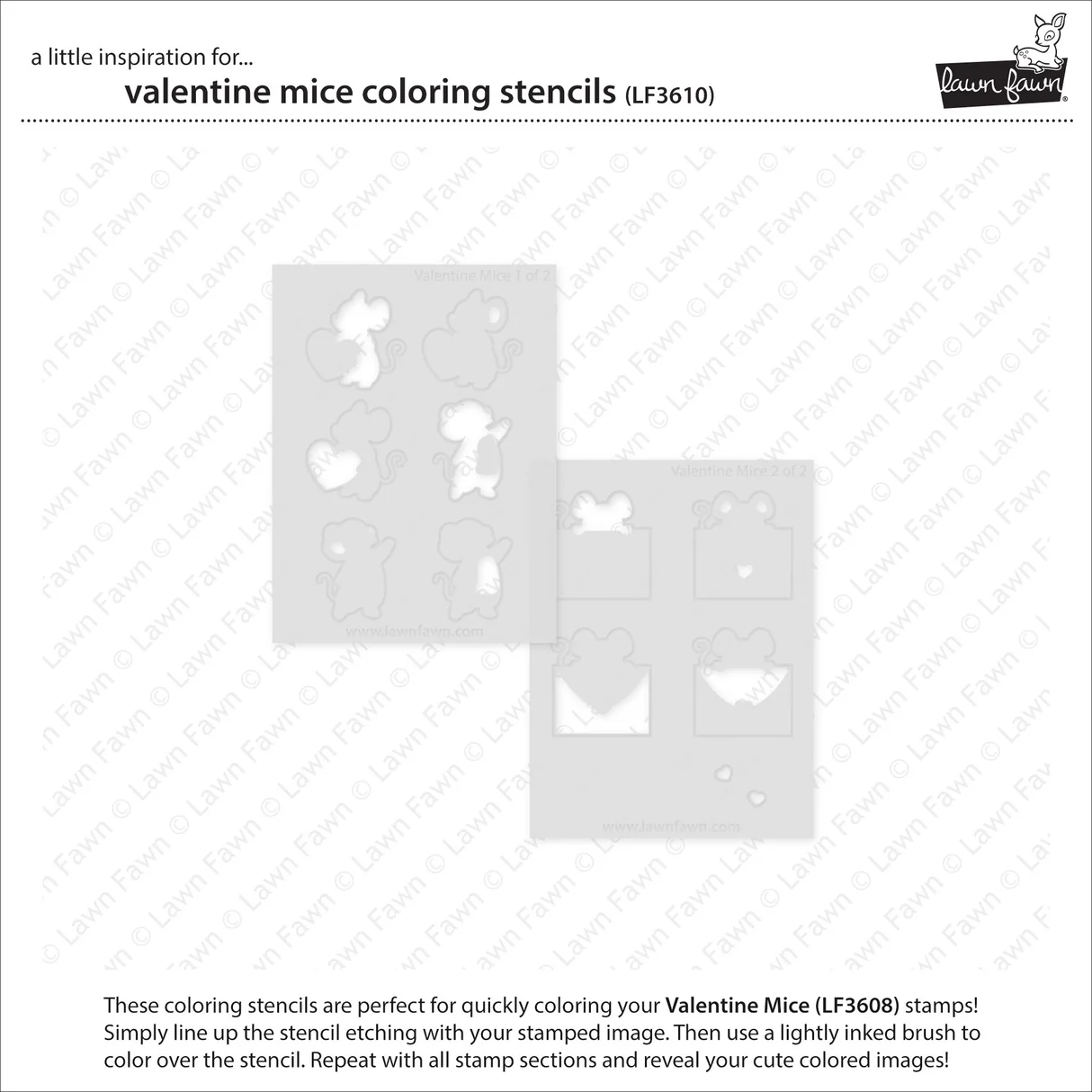 Lawn Fawn - Valentine Mice Stamp, Die & Stencil Bundle