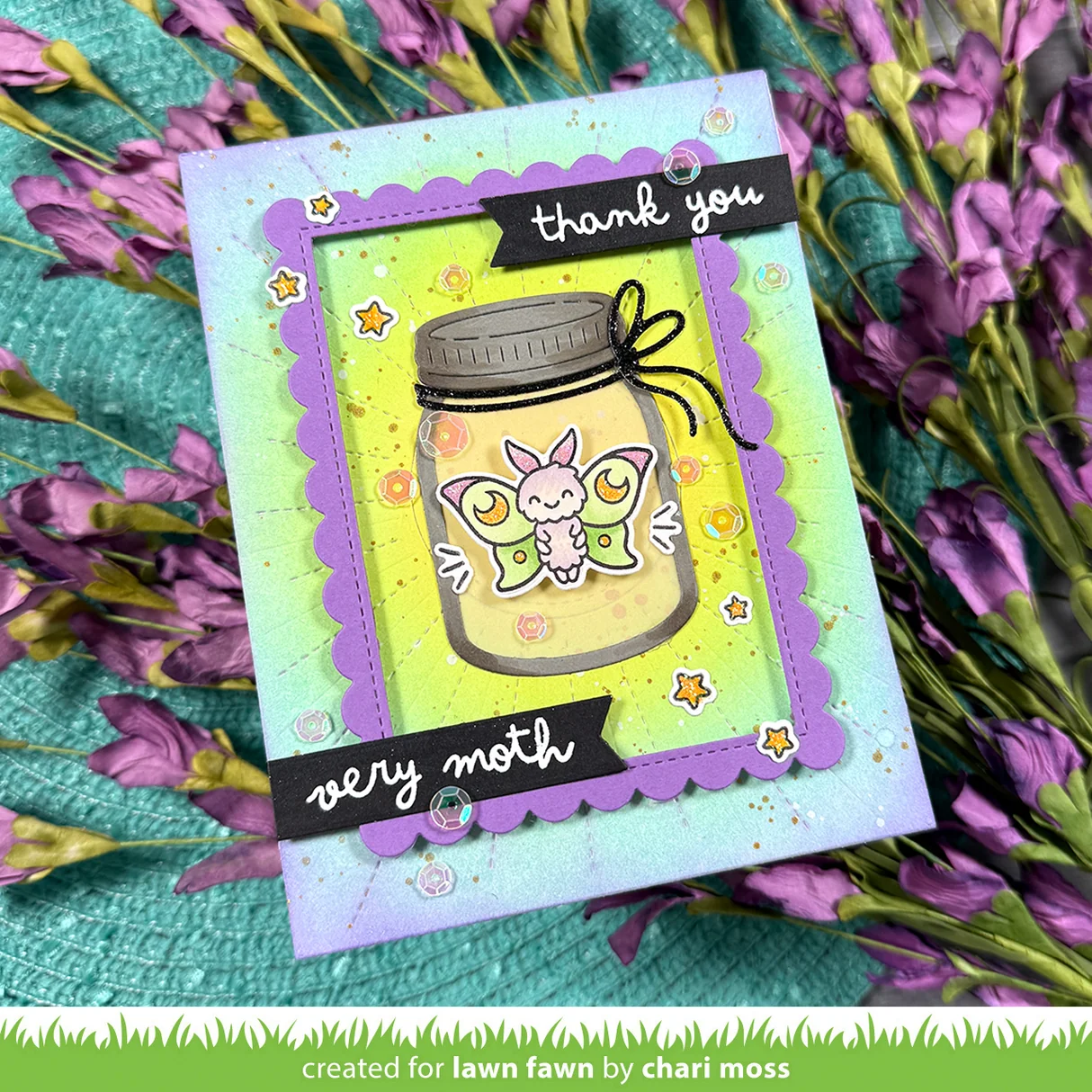 Lawn Fawn - I Like Cute Moths Stamp, Die & Stencil Bundle