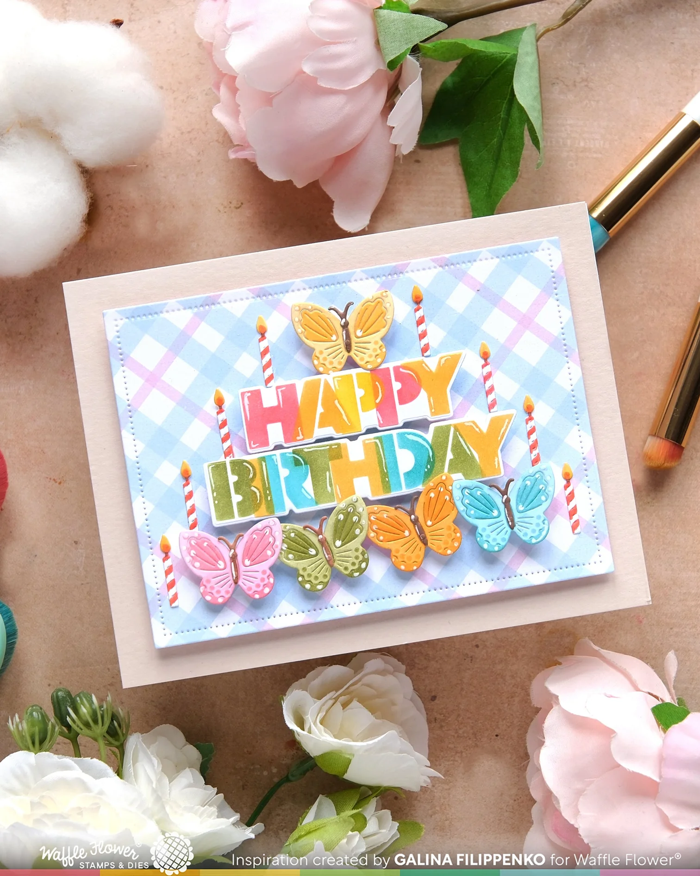 Waffle Flower - Overlapping Happy Birthday Die-n-stencil Bundle