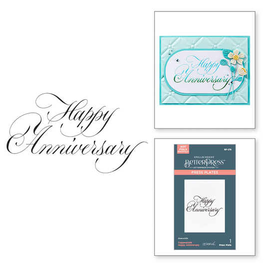Spellbinders - BetterPress - Copperplate Happy Anniversary Press Plate