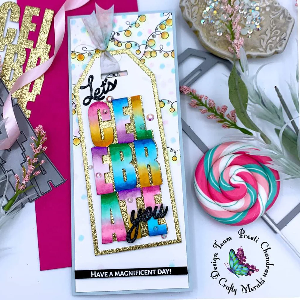 Crafty Meraki - Celebrate Tag Slimline Die Set