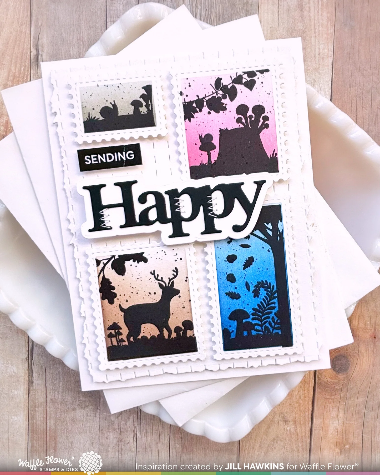 Waffle Flower - Postage Collage - Autumn Sunset Stamp Set