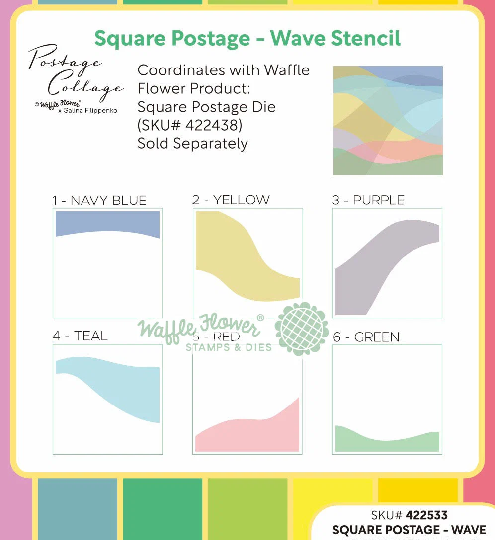 Waffle Flower - Square Postage - Wave Stencil