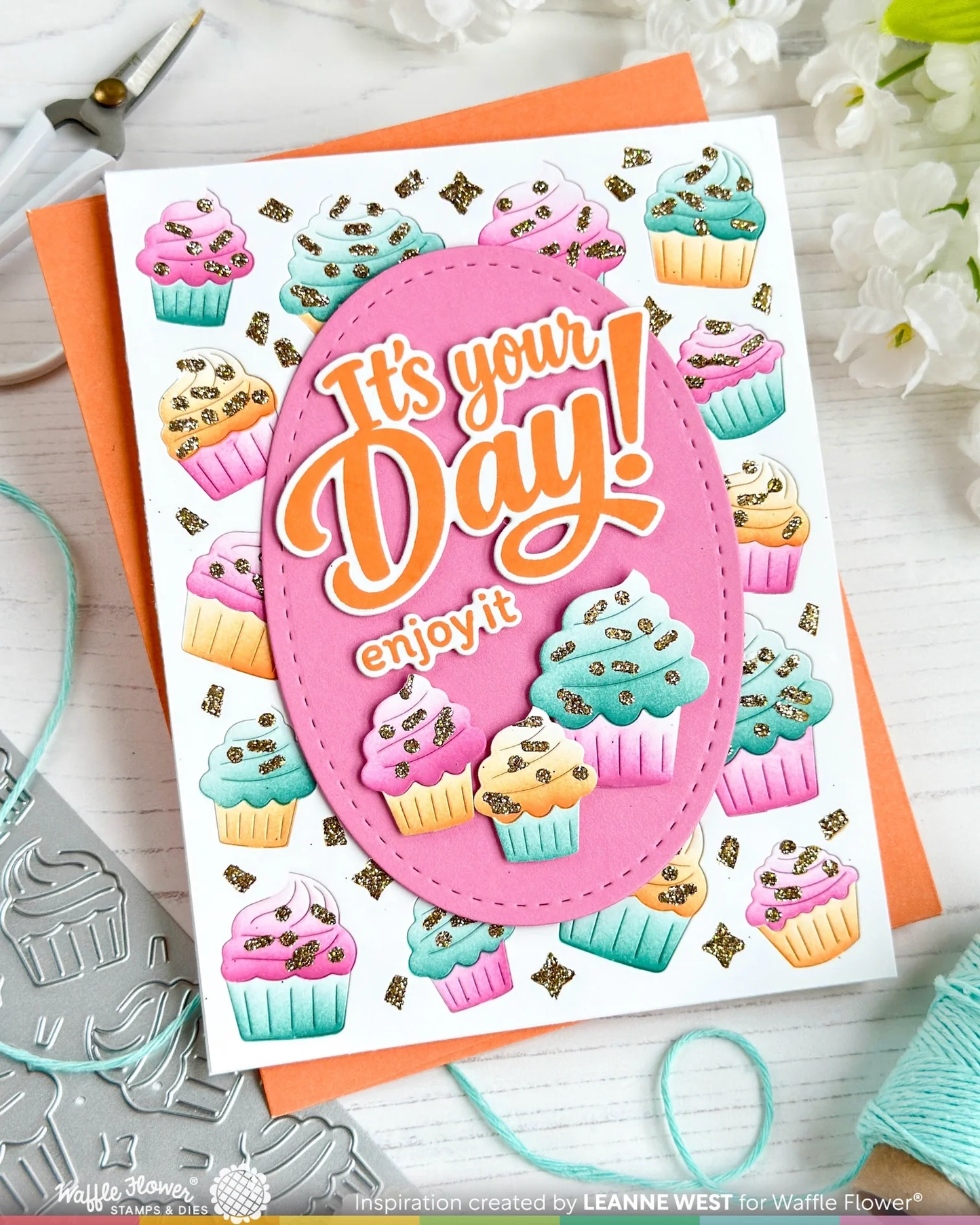 Waffle Flower - Cupcake Background Texture Die & Stencil Bundle
