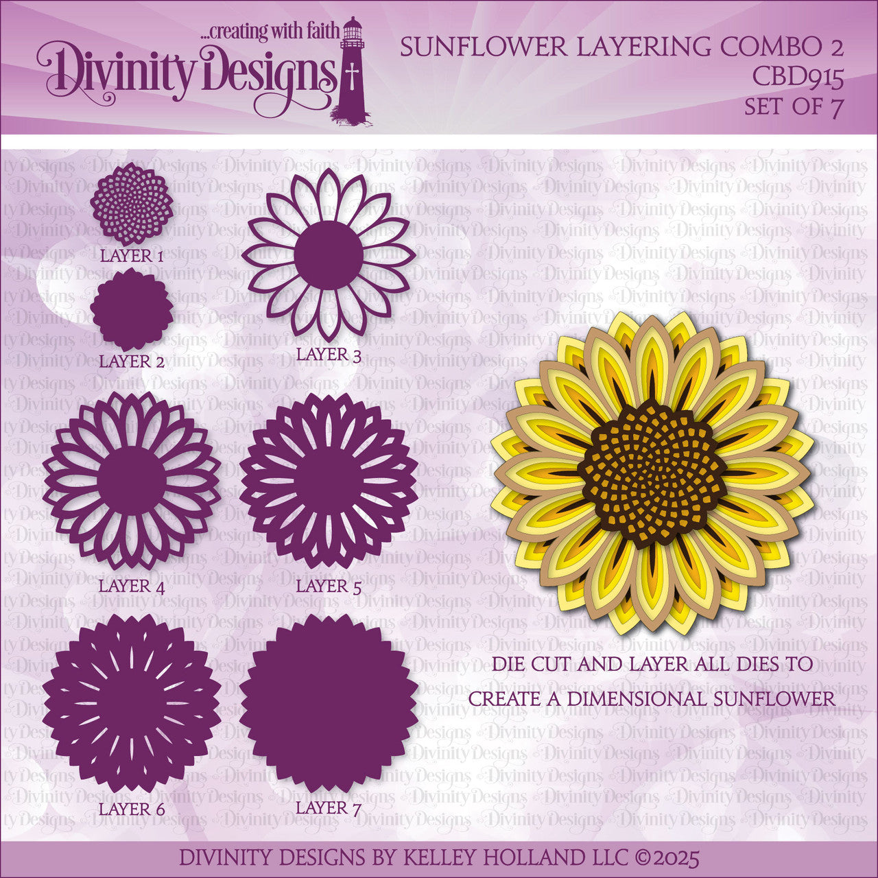 Divinity Designs - Sunflower Layering Combo 2 Die Set