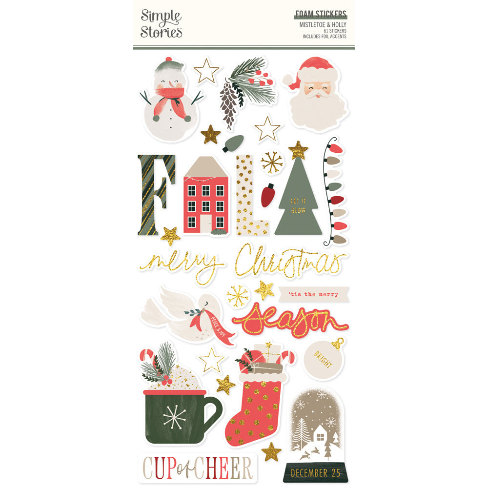 Simple Stories - Mistletoe & Holly - Foam Stickers