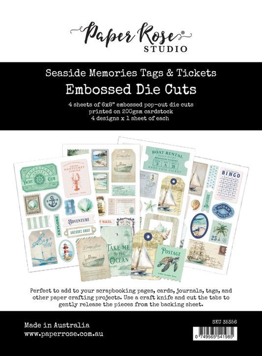 Paper Rose - Seaside Memories - Tags & Tickets Embossed Die Cuts
