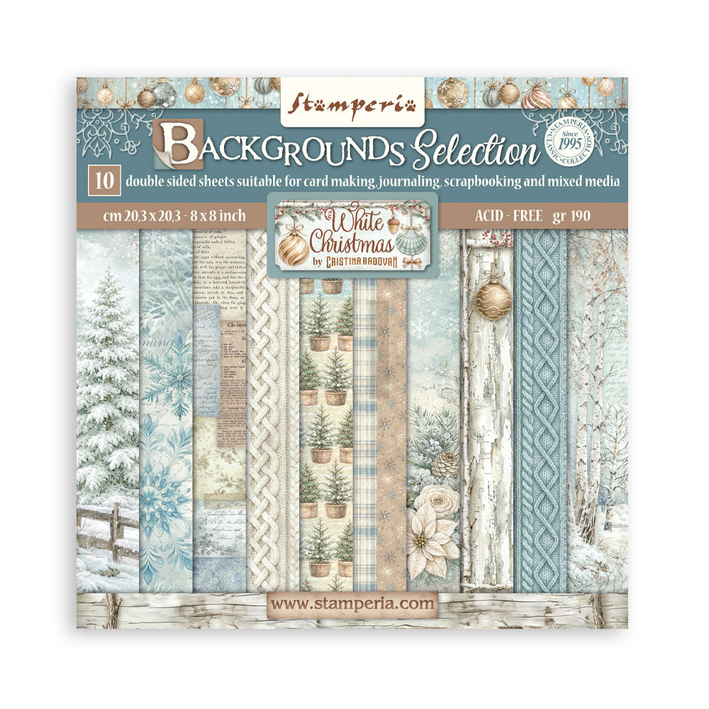 Stamperia - White Christmas - 8x8 Background Paper Pad
