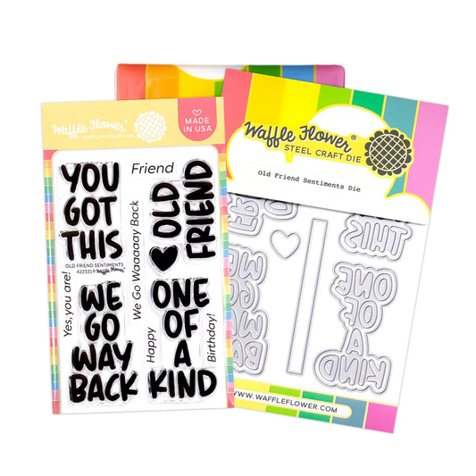 Waffle Flower - Old Friend Sentiments Stamp & Die Bundle
