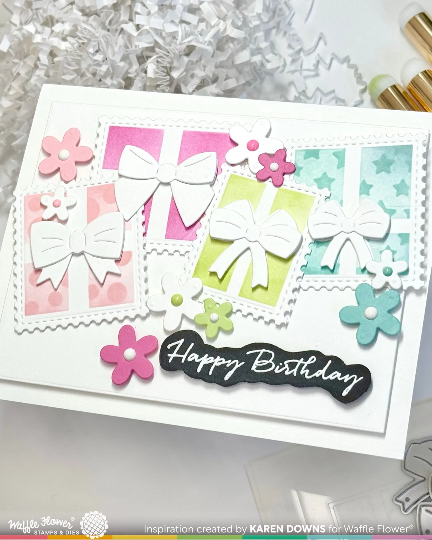 Waffle Flower - Postage Collage - Gifts Stencil