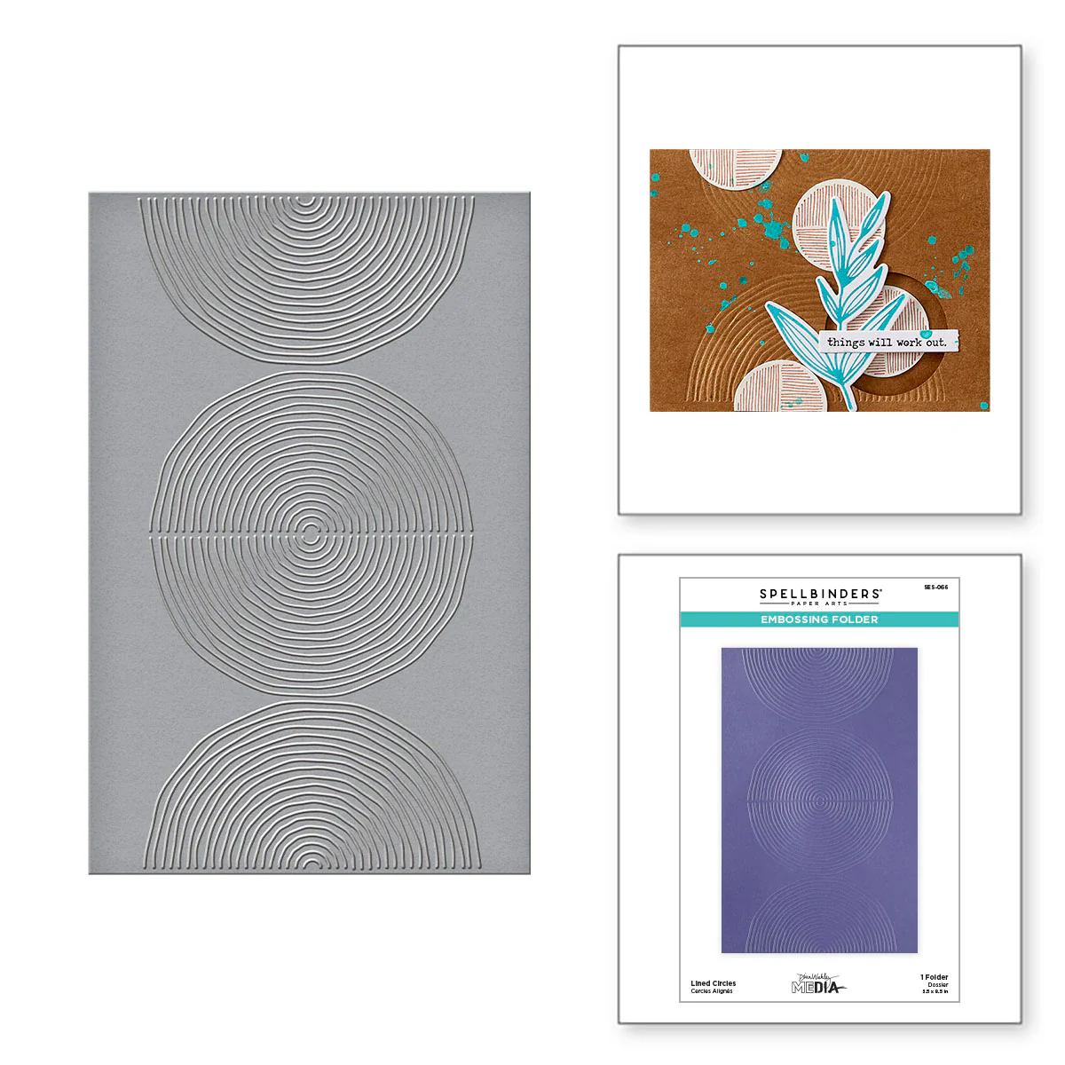 Spellbinders - BetterPress - Lined Circles Embossing Folder by Dina Wakley