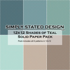 Simply Stated - Shades of Teal - Solid Paper Pack