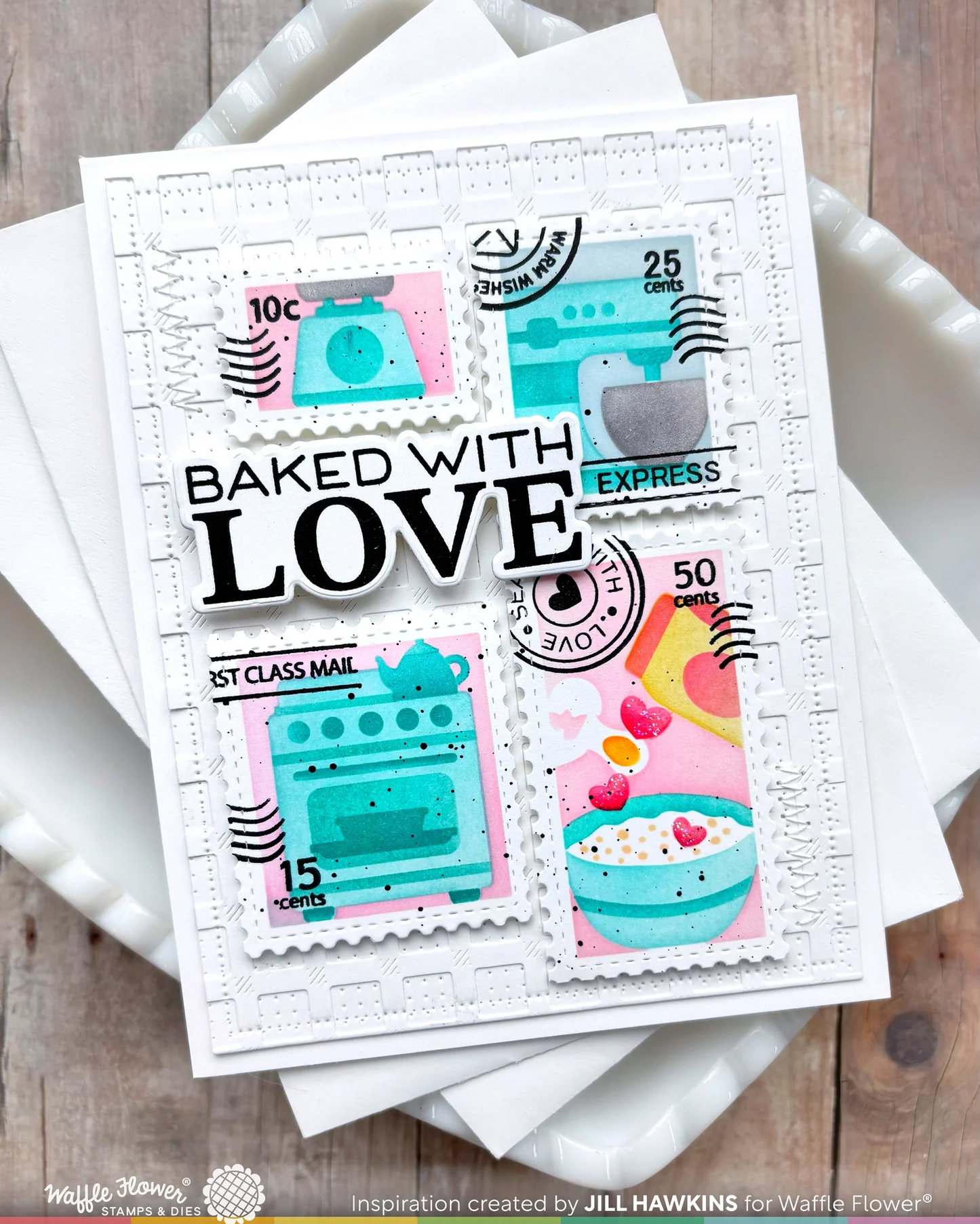 Waffle Flower - Postage Collage - Baking Fun Stencil