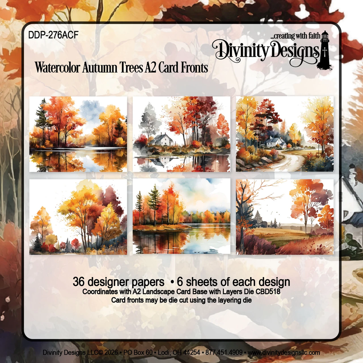 Divinity Designs - A2 Card Fronts - Watercolor Autumn Trees