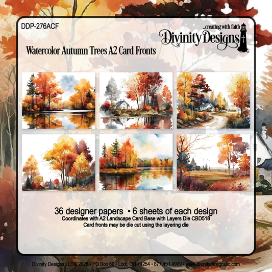 Divinity Designs - A2 Card Fronts - Watercolor Autumn Trees