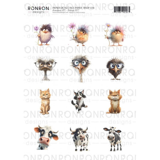 RonRon Designs - Rice Paper - Animals ATC