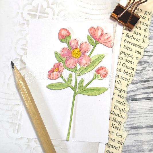 Gummiapan - Large Flower Twig Die