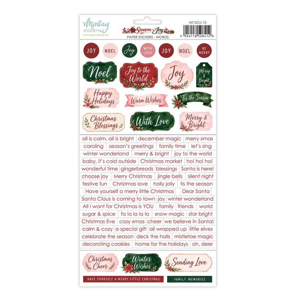 Mintay - Season of Joy - Paper Stickers: Words