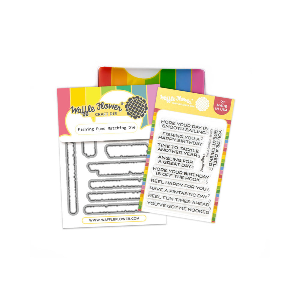 Waffle Flower - Fishing Puns Stamp & Die Bundle