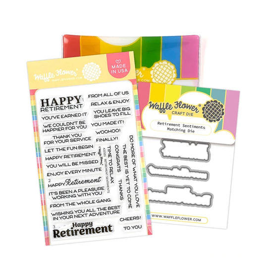 Waffle Flower - Retirement Sentiments Stamp & Die Bundle